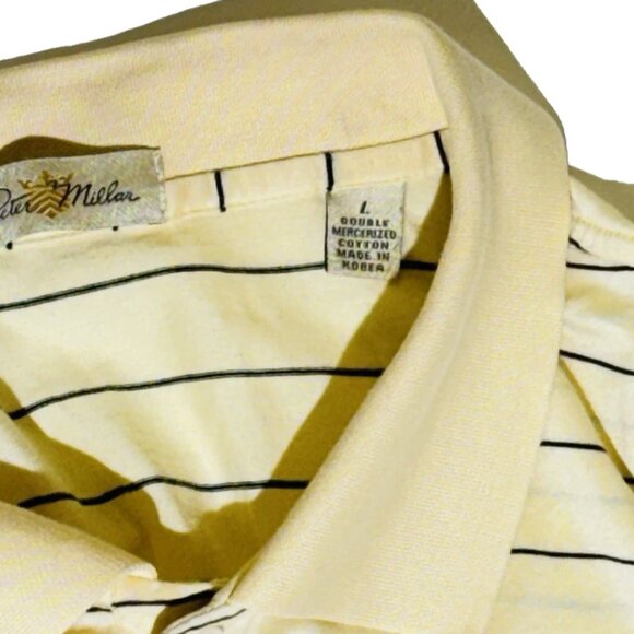 Peter Millar Men’s L Yellow Striped Polo Shirt Double Mercerized Cotton EUC - Picture 4 of 7